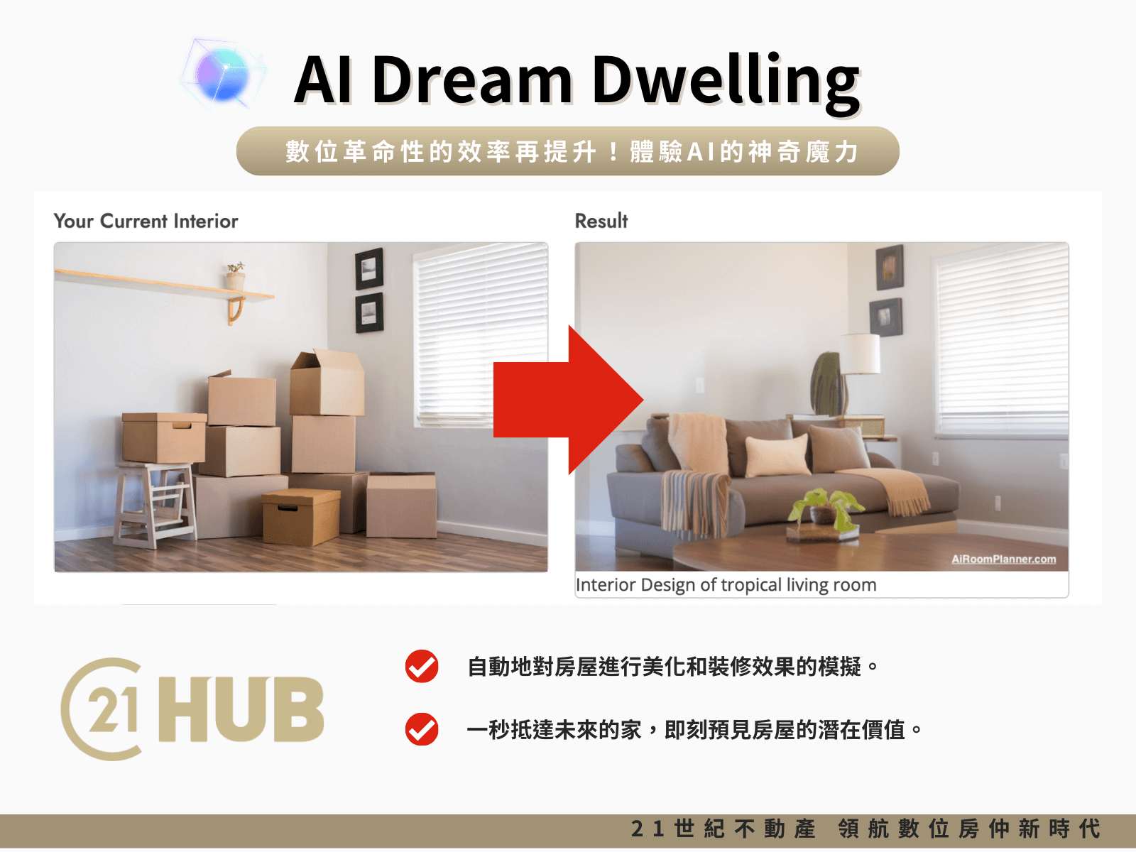 2 1 世 紀 不 動 產 即 將 於 2 0 2 4 年 1 1 月 底 上 線 A I   D r e a m   D w e l l i n g ： 即 刻 預 見 房 屋 的 潛 在 價 值 。 