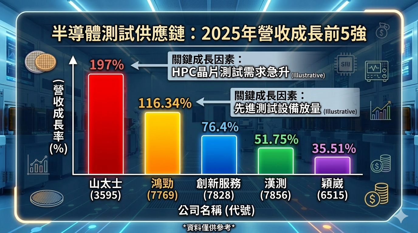 2 0 2 5 年 A I 測 試 相 關 廠 商 年 增 前 五 名 