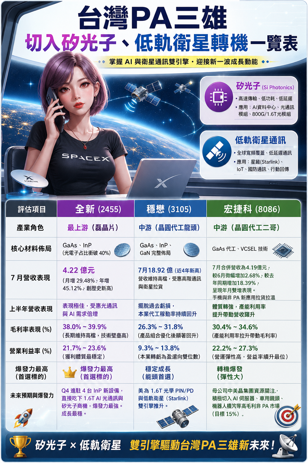 台 灣 P A 三 雄 轉 攻 矽 光 子 與 低 軌 衛 星 商 機 