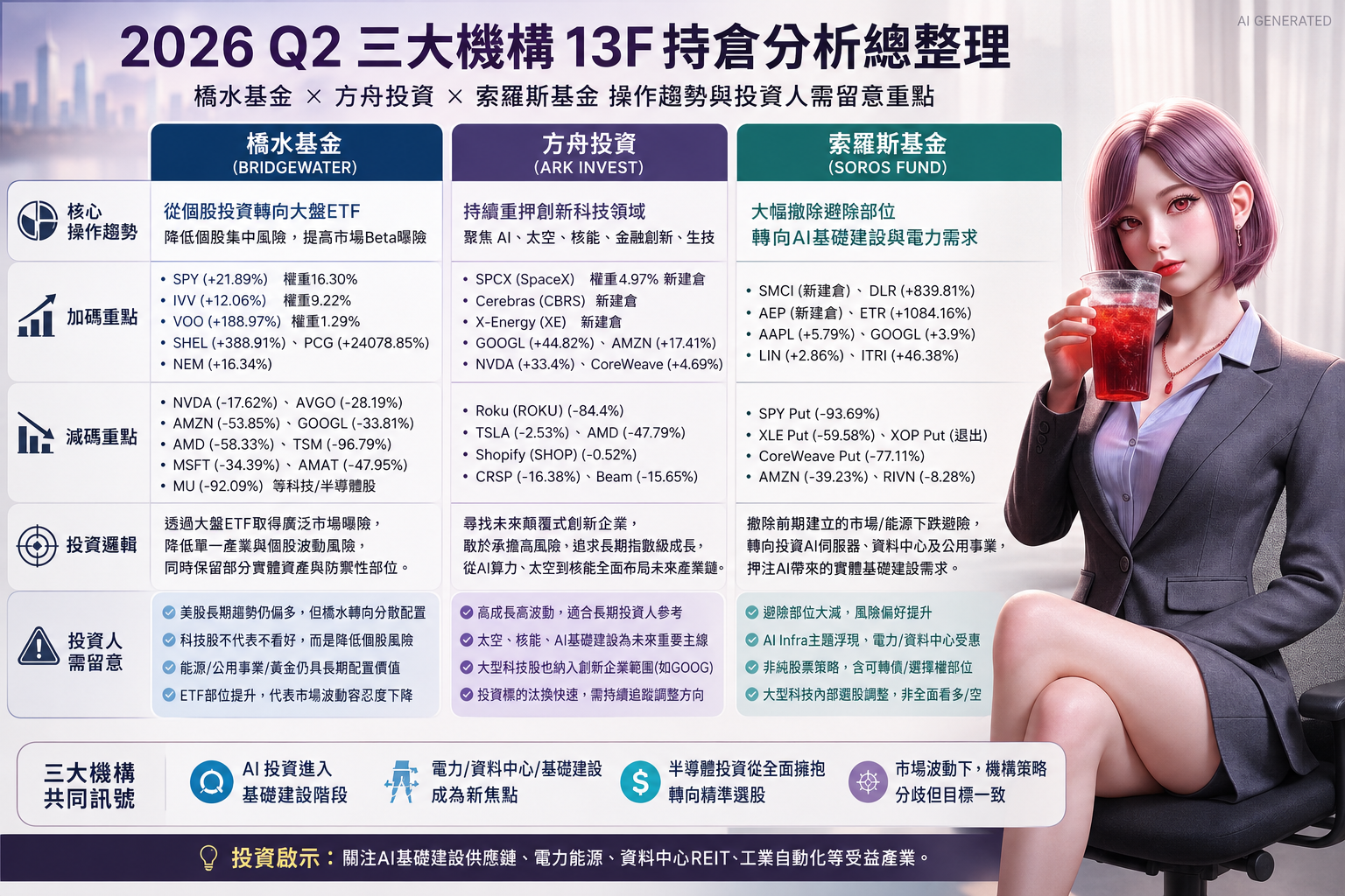 美 國 3 大 基 金 2 0 2 6 Q 2 持 倉 報 告 