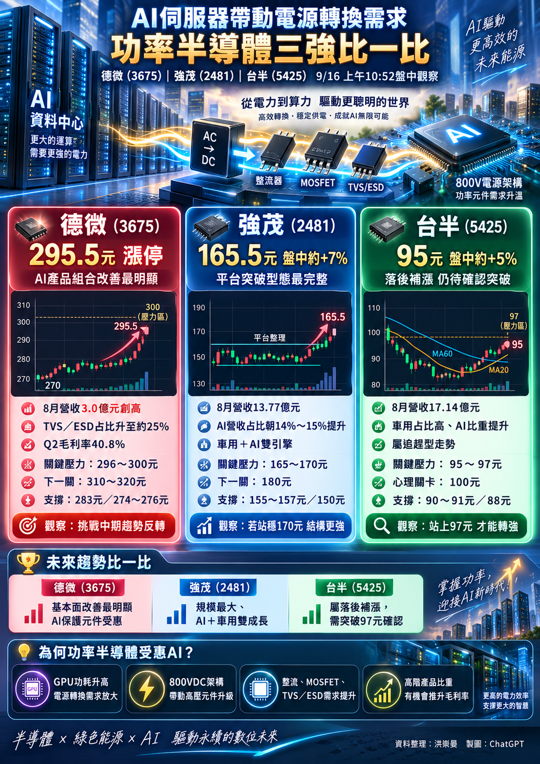 功 率 半 導 體 三 雄 股 價 走 勢 與 預 測 