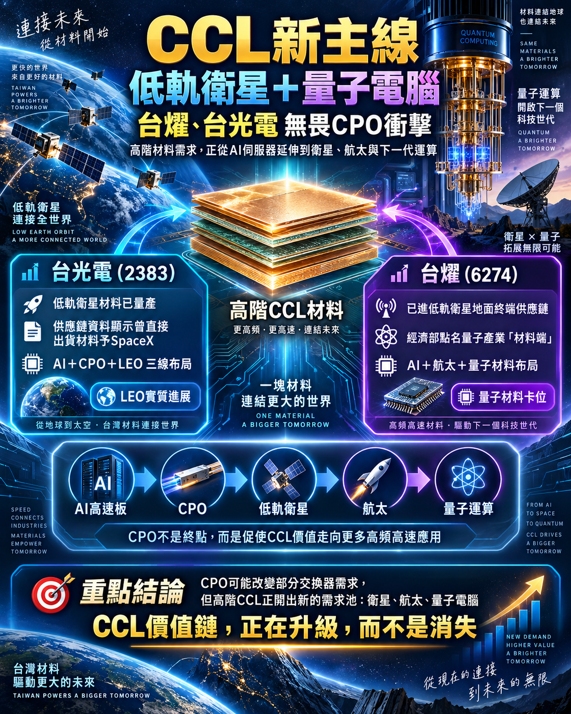 C C L 雙 雄 受 C P O 技 術 衝 擊   低 軌 衛 星 + 量 子 電 腦 新 主 線 成 形 